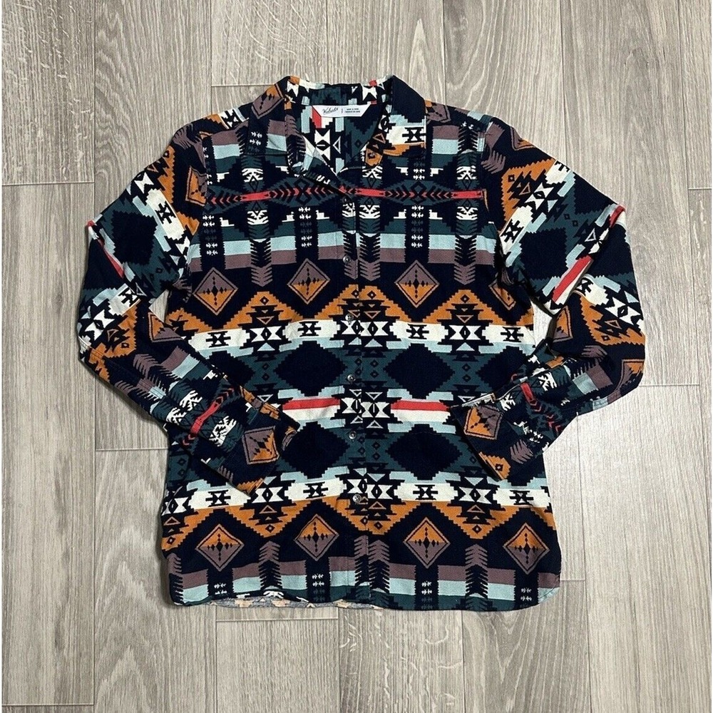 Woolrich Womens Aztec Southwest Long Sleeve Cotton Button Up Shirt Sz Small